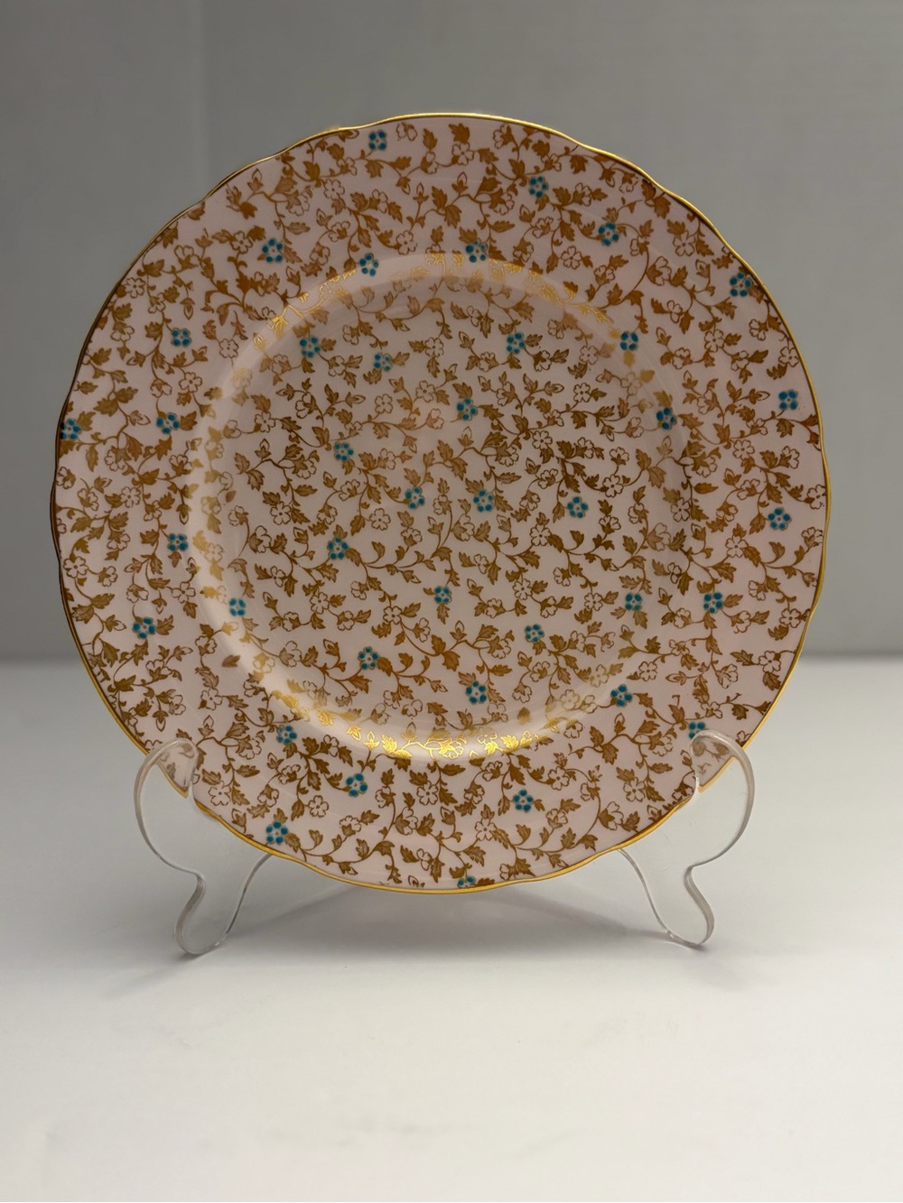 Vintage Tuscan Fine Bone China Salad Plate - "Sunshine" Pink Gold Chintz Pattern